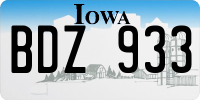 IA license plate BDZ933