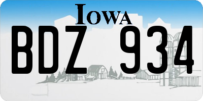 IA license plate BDZ934