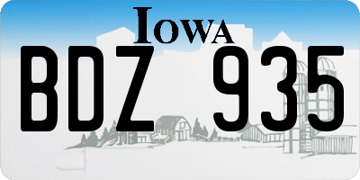 IA license plate BDZ935