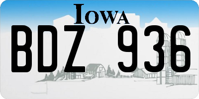 IA license plate BDZ936