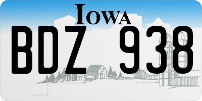 IA license plate BDZ938