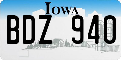 IA license plate BDZ940