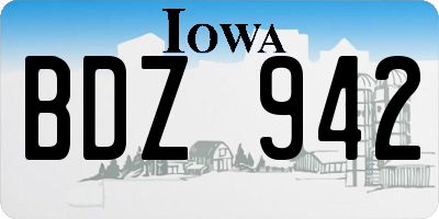 IA license plate BDZ942