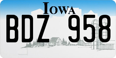IA license plate BDZ958