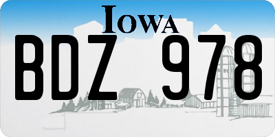 IA license plate BDZ978
