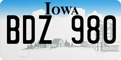 IA license plate BDZ980