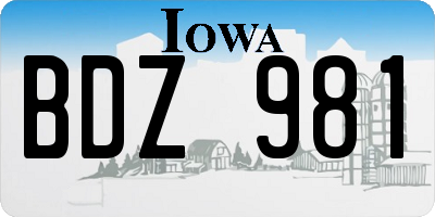 IA license plate BDZ981