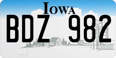 IA license plate BDZ982