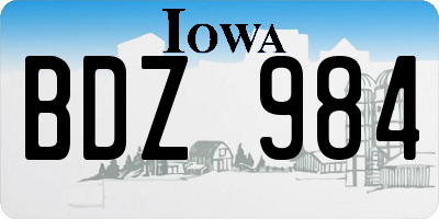 IA license plate BDZ984