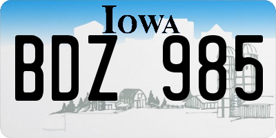 IA license plate BDZ985