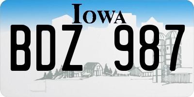 IA license plate BDZ987
