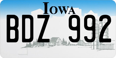 IA license plate BDZ992