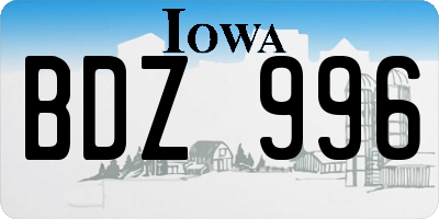 IA license plate BDZ996