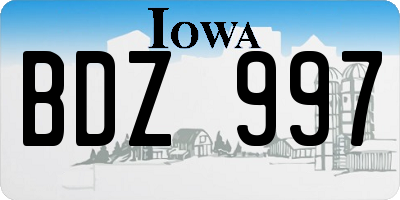 IA license plate BDZ997