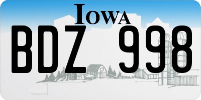 IA license plate BDZ998