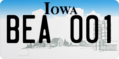 IA license plate BEA001
