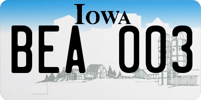 IA license plate BEA003