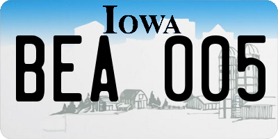 IA license plate BEA005