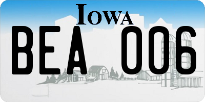 IA license plate BEA006