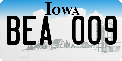 IA license plate BEA009