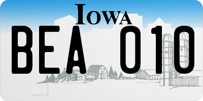 IA license plate BEA010