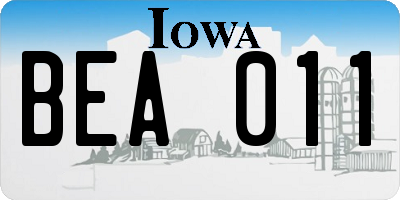 IA license plate BEA011