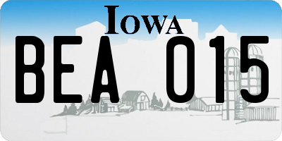 IA license plate BEA015