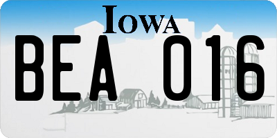 IA license plate BEA016