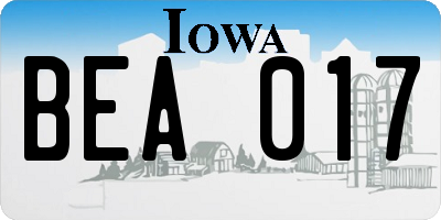 IA license plate BEA017