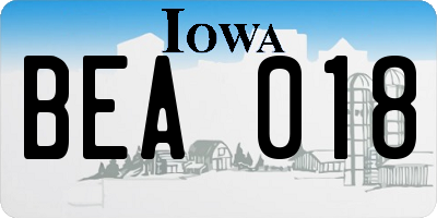 IA license plate BEA018