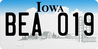 IA license plate BEA019