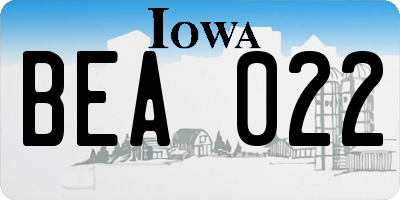 IA license plate BEA022