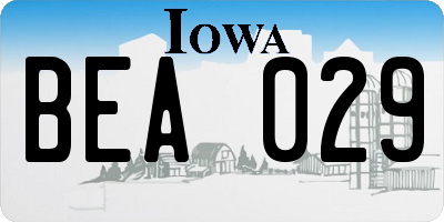IA license plate BEA029
