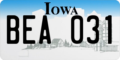 IA license plate BEA031