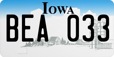 IA license plate BEA033