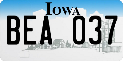 IA license plate BEA037