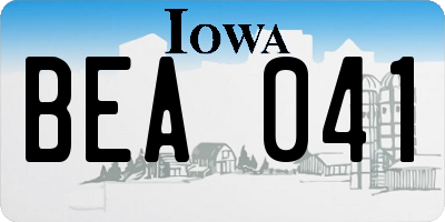 IA license plate BEA041