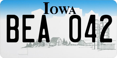 IA license plate BEA042