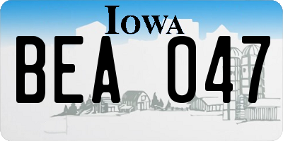IA license plate BEA047