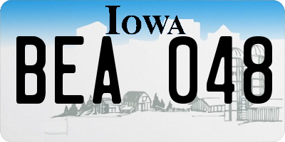 IA license plate BEA048