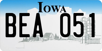 IA license plate BEA051