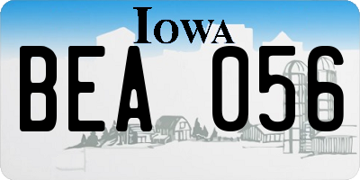 IA license plate BEA056