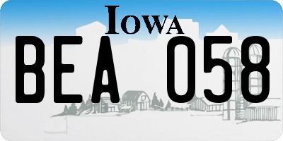 IA license plate BEA058