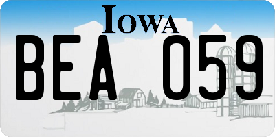 IA license plate BEA059