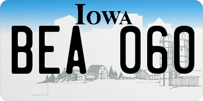 IA license plate BEA060