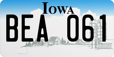 IA license plate BEA061