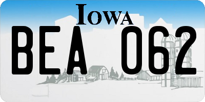 IA license plate BEA062