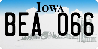 IA license plate BEA066