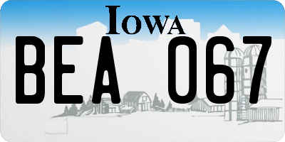 IA license plate BEA067