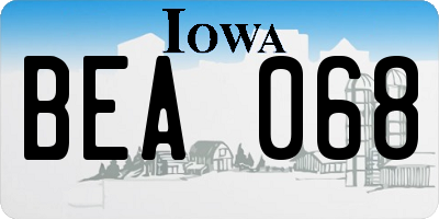 IA license plate BEA068
